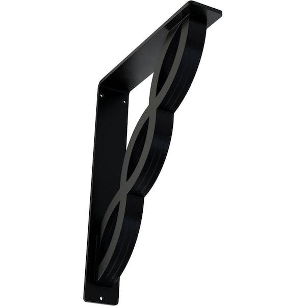 Ekena Millwork Loera Wrought Iron Bracket, (Triple center brace), Powder Coated Black 2"W x 10"D x 12"H BKTM02X10X12TLO - main